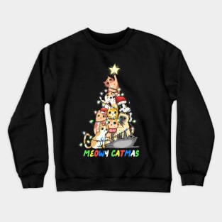 Meowy Catmas Cat Christmas Tree Crewneck Sweatshirt